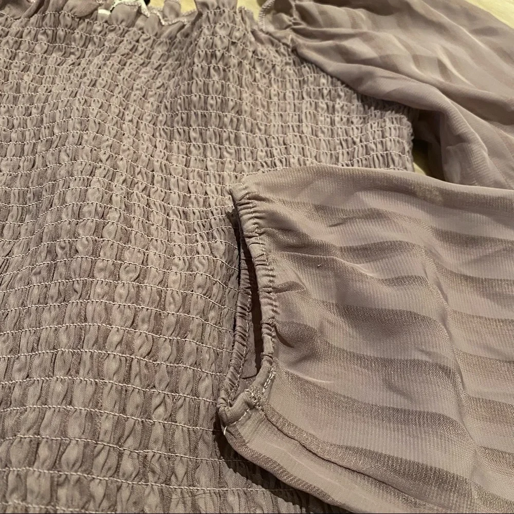 Purple Smocked puff sleeve top (Size S/M)